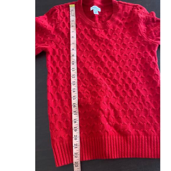 Croft & Barrow Petite XS Red Cable Knit 100% Cotton Pullover Crew Neck Sweater - Picture 6 of 8